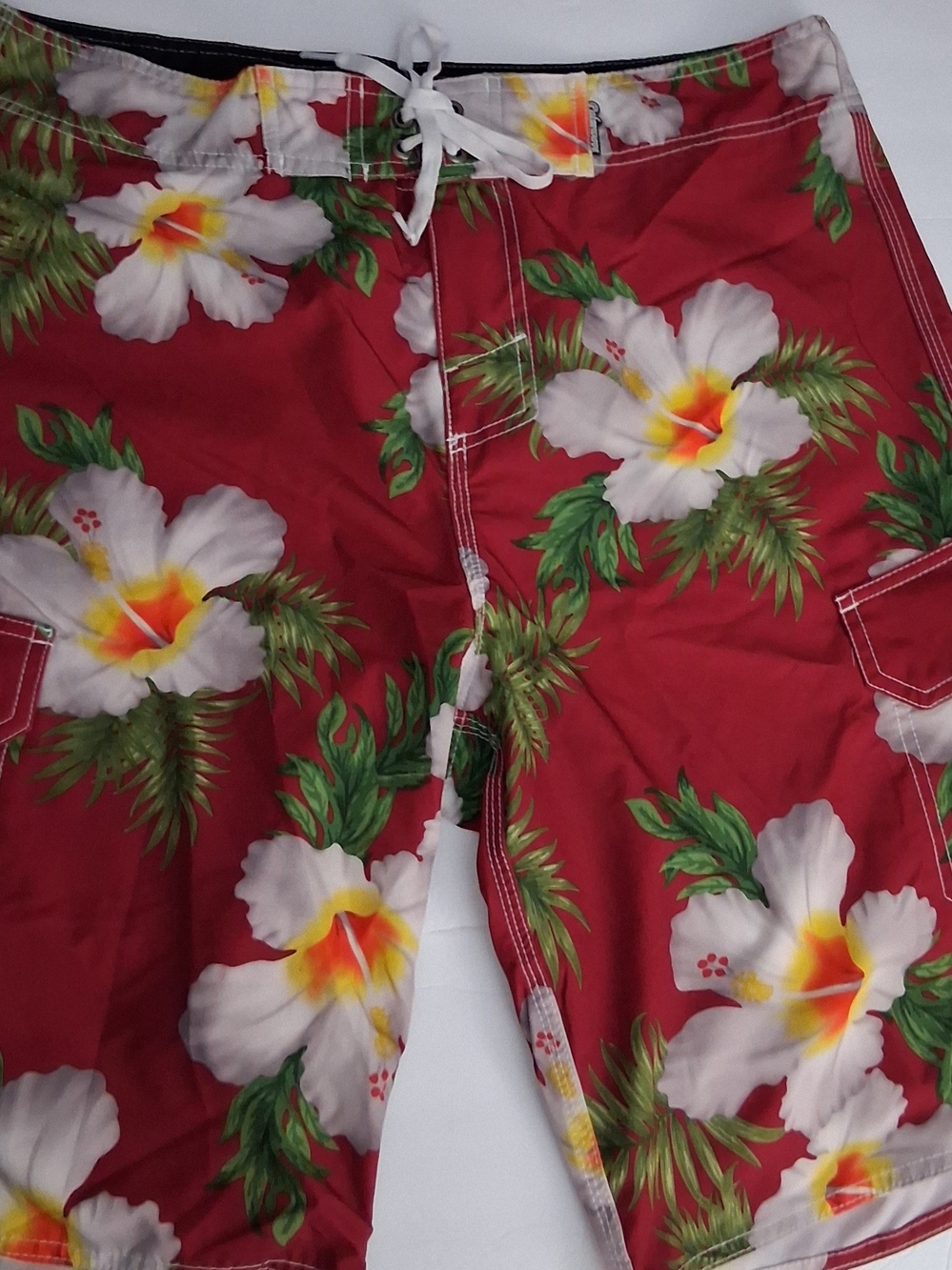 Men's Red Floral Swim Trunks
